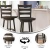 Flash Furniture Liesel Commercial Grade Classic Ladderback Barstool – Gray Wash Walnut Solid Wood Frame – Bar Height – 360° Swivel Seat – Integrated Footrest(Gray Wash Walnut)