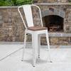Flash Furniture Lily 24″ High Red Metal Counter Height Stool with Back and Wood Seat (Pack of 1)(White)