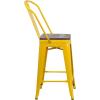 Flash Furniture Lily 24″ High Red Metal Counter Height Stool with Back and Wood Seat (Pack of 1)(Yellow)