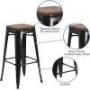 Flash Furniture Lily 30″ High Backless Red Metal Barstool with Square Wood Seat(Black)