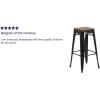 Flash Furniture Lily 30″ High Backless Red Metal Barstool with Square Wood Seat(Black)