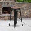 Flash Furniture Lily 30″ High Backless Red Metal Barstool with Square Wood Seat(Black)