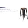 Flash Furniture Lily 30″ High Backless Red Metal Barstool with Square Wood Seat(Black-antique Gold)