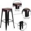 Flash Furniture Lily 30″ High Backless Red Metal Barstool with Square Wood Seat(Black-antique Gold)