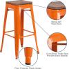 Flash Furniture Lily 30″ High Backless Red Metal Barstool with Square Wood Seat(Orange)