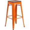 Flash Furniture Lily 30″ High Backless Red Metal Barstool with Square Wood Seat(Orange)