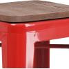 Flash Furniture Lily 30″ High Backless Red Metal Barstool with Square Wood Seat(Red)