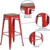 Flash Furniture Lily 30″ High Backless Red Metal Barstool with Square Wood Seat(Red)