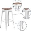 Flash Furniture Lily 30″ High Backless Red Metal Barstool with Square Wood Seat(White)