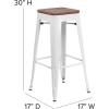 Flash Furniture Lily 30″ High Backless Red Metal Barstool with Square Wood Seat(White)