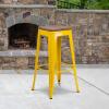 Flash Furniture Lily 30″ High Backless Red Metal Barstool with Square Wood Seat(Yellow)