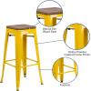 Flash Furniture Lily 30″ High Backless Red Metal Barstool with Square Wood Seat(Yellow)