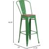 Flash Furniture Lily 30″ High Green Metal Barstool with Back and Wood Seat