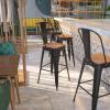 Flash Furniture Lily 30″ High Red Metal Barstool with Back and Wood Seat (Pack of 1)(Black-antique Gold)