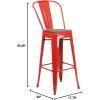 Flash Furniture Lily 30″ High Red Metal Barstool with Back and Wood Seat (Pack of 1)(Red)