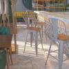 Flash Furniture Lily 30″ High Red Metal Barstool with Back and Wood Seat (Pack of 1)(Silver)