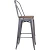 Flash Furniture Lily 30″ High Red Metal Barstool with Back and Wood Seat (Pack of 1)(White)