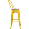 Flash Furniture Lily 30″ High Red Metal Barstool with Back and Wood Seat (Pack of 1)(Yellow)