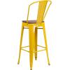 Flash Furniture Lily 30″ High Red Metal Barstool with Back and Wood Seat (Pack of 1)(Yellow)