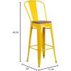 Flash Furniture Lily 30″ High Red Metal Barstool with Back and Wood Seat (Pack of 1)(Yellow)