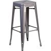 Flash Furniture Lincoln 30” High Backless Clear Coated Metal Indoor Barstool with Square Seat(Set of 1)