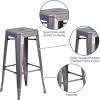 Flash Furniture Lincoln 30” High Backless Clear Coated Metal Indoor Barstool with Square Seat(Set of 1)