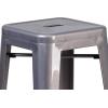 Flash Furniture Lincoln 30” High Backless Clear Coated Metal Indoor Barstool with Square Seat(Set of 1)