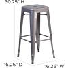 Flash Furniture Lincoln 30” High Backless Clear Coated Metal Indoor Barstool with Square Seat(Set of 1)
