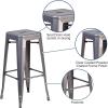 Flash Furniture Lincoln 30” High Backless Clear Coated Metal Indoor Barstool with Square Seat(Set of 4)