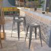 Flash Furniture Lincoln 30” High Backless Clear Coated Metal Indoor Barstool with Square Seat(Set of 4)