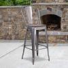 Flash Furniture Lincoln 30″ High Clear Coated Barstool with Back and Wood Seat(1)