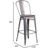 Flash Furniture Lincoln 30″ High Clear Coated Barstool with Back and Wood Seat(1)