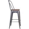 Flash Furniture Lincoln 30″ High Clear Coated Barstool with Back and Wood Seat(1)
