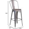 Flash Furniture Lincoln 30″ High Clear Coated Barstool with Back and Wood Seat(4)