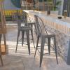 Flash Furniture Lincoln 30″ High Clear Coated Barstool with Back and Wood Seat(4)