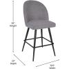 Flash Furniture Lyla Commercial Grade Modern Armless Counter Stools-Gray Faux Linen Upholstery-26″ Barstool-Contoured Backrest-Steel Frame & Footrest-Set of 2