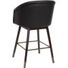 Flash Furniture Margo Commercial Grade Mid-Back Counter Stool – Black LeatherSoft Upholstery – Walnut Finish Beechwood Legs with Soft Bronze Accents – 26″ Barstool