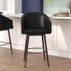 Flash Furniture Margo Commercial Grade Mid-Back Counter Stool – Black LeatherSoft Upholstery – Walnut Finish Beechwood Legs with Soft Bronze Accents – 26″ Barstool