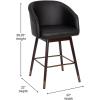Flash Furniture Margo Commercial Grade Mid-Back Counter Stool – Black LeatherSoft Upholstery – Walnut Finish Beechwood Legs with Soft Bronze Accents – 26″ Barstool