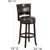 Flash Furniture Mark 29” High Cappuccino Wood Barstool with Panel Back and Black LeatherSoft Swivel Seat(Cappuccino)