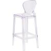 Flash Furniture McKenna 4 Pk. Ghost Barstool with Tear Back in Transparent Crystal(Set of 1)