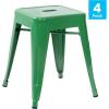 Flash Furniture Metal Dining Table Height Stool – Backless Purple Kai Commercial Grade Stool – 18 Inch Stackable Dining Chair – Set of 4(Green)
