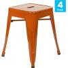 Flash Furniture Metal Dining Table Height Stool – Backless Purple Kai Commercial Grade Stool – 18 Inch Stackable Dining Chair – Set of 4(Orange)