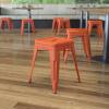 Flash Furniture Metal Dining Table Height Stool – Backless Purple Kai Commercial Grade Stool – 18 Inch Stackable Dining Chair – Set of 4(Orange)