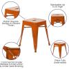 Flash Furniture Metal Dining Table Height Stool – Backless Purple Kai Commercial Grade Stool – 18 Inch Stackable Dining Chair – Set of 4(Orange)