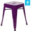 Flash Furniture Metal Dining Table Height Stool – Backless Purple Kai Commercial Grade Stool – 18 Inch Stackable Dining Chair – Set of 4(Purple)