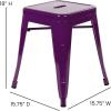 Flash Furniture Metal Dining Table Height Stool – Backless Purple Kai Commercial Grade Stool – 18 Inch Stackable Dining Chair – Set of 4(Purple)