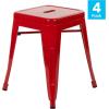 Flash Furniture Metal Dining Table Height Stool – Backless Purple Kai Commercial Grade Stool – 18 Inch Stackable Dining Chair – Set of 4(Red)