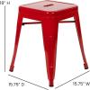 Flash Furniture Metal Dining Table Height Stool – Backless Purple Kai Commercial Grade Stool – 18 Inch Stackable Dining Chair – Set of 4(Red)