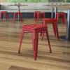 Flash Furniture Metal Dining Table Height Stool – Backless Purple Kai Commercial Grade Stool – 18 Inch Stackable Dining Chair – Set of 4(Red)
